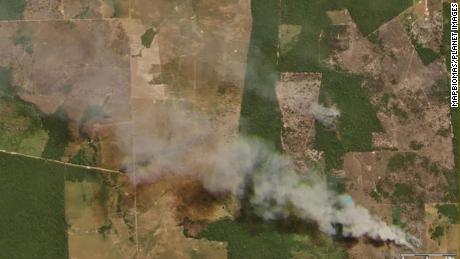 A satellite photo shows fires in Sao Felix do Xingu, in Pará province, on August 4, 2020