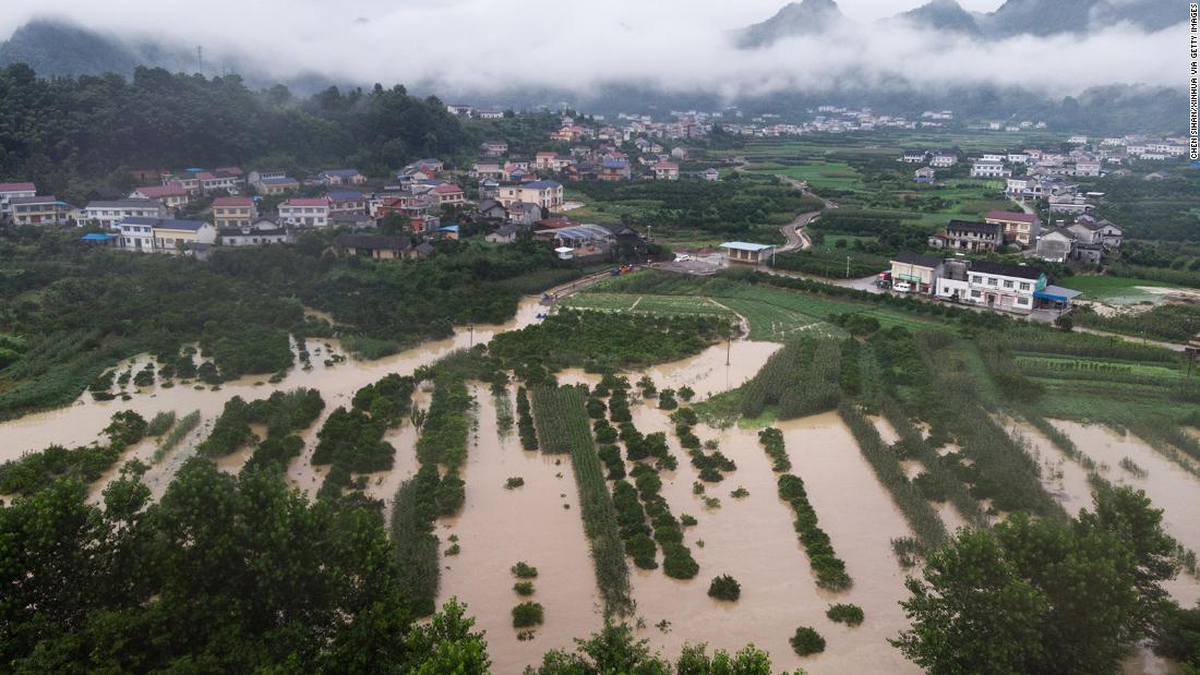 This aerial photo taken on July 6 shows flooded farmland in Shimen County, in central China&#39;s Hunan Province. The country has been hit by the worst flooding it has experienced in years.