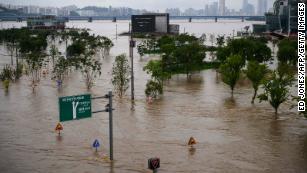 Monsoon drenches the Korean Peninsula with flooding rains