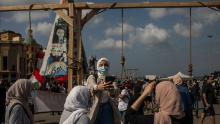 Dana Itani takes a selfie in Martyr Square. &quot;These politicians deserve to be hanged here,&quot; Itani said.