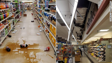 The earthquake knocked items off shelves at a Food Lion, in Sparta, North Carolina.