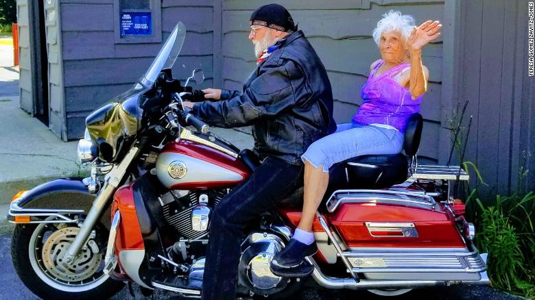 Pollack on her first motorcycle ride.