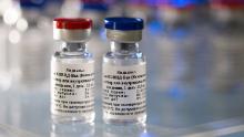 Vials containing the two components of Russia&#39;s Covid-19 vaccine -- named Sputnik-V -- which has been developed by the Gamaleya Institute in Moscow.