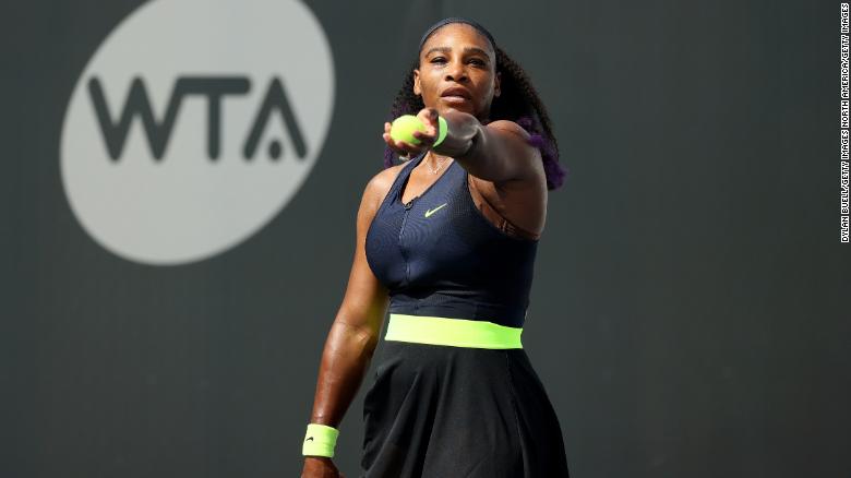 Serena Williams in action against Bernarda Pera in Lexington, Kentucky.