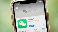 In this photo illustration, the WeChat app is displayed in the App Store on an Apple iPhone on August 7, 2020 in Washington, DC.