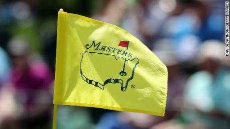 A Masters pin flag seen at Augusta National Golf Club in April 2019.