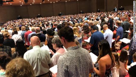 The crowd at an August 9 service at Grace, in an image posted on Twitter by the dean of social media at Grace to You, the ministry of John MacArthur.