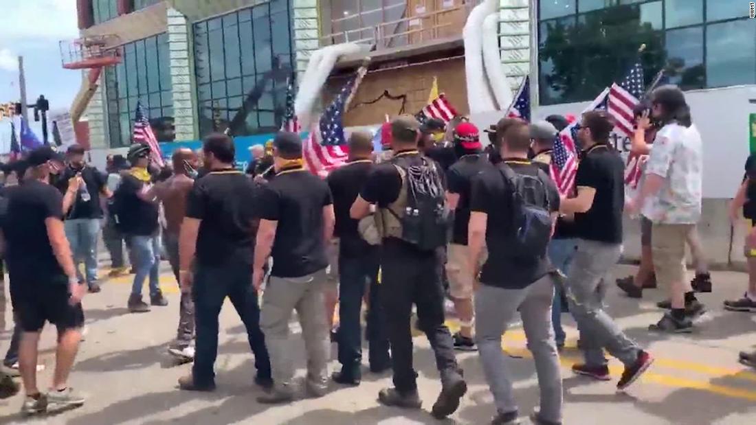 Proud Boys: Clashes break out at rally in Michigan - CNN