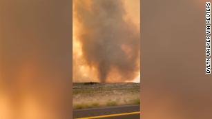 A rare fire tornado is spotted near a blaze in California