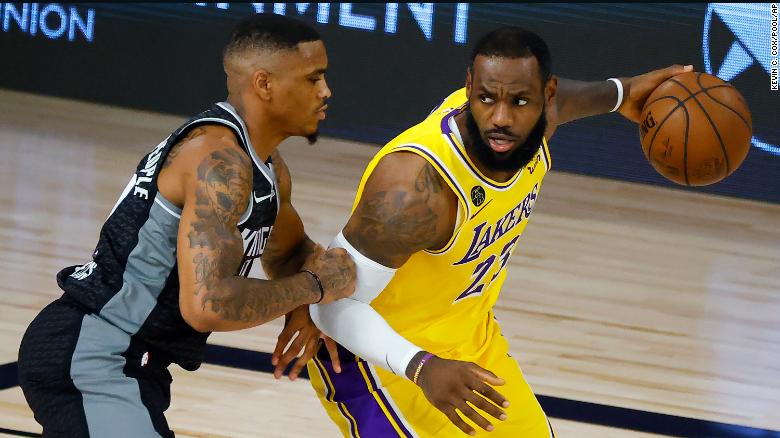 Lebron James, right, and the Los Angeles Lakers meet the Portland Trailblazers in the NBA playoffs.