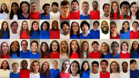 Opening the DNC, a remote choir from across the country sang the US national anthem.