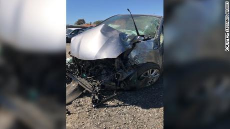 Stefanie and Duane Lindsay&#39;s car after the car crash. 