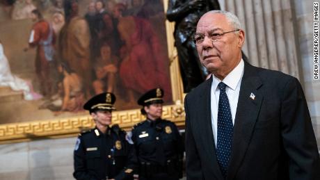   Former Chairman of the Joint Chiefs of Staff and former Secretary of State Colin Powell arrives to pay his respects at the casket of the late former President George H.W. Bush as he lies in state at the U.S. Capitol, December 4, 2018 in Washington, DC. A WWII combat veteran, Bush served as a member of Congress from Texas, ambassador to the United Nations, director of the CIA, vice president and 41st president of the United States. Bush will lie in state in the U.S. Capitol Rotunda until Wednesday morning. (Photo by Drew Angerer/Getty Images)