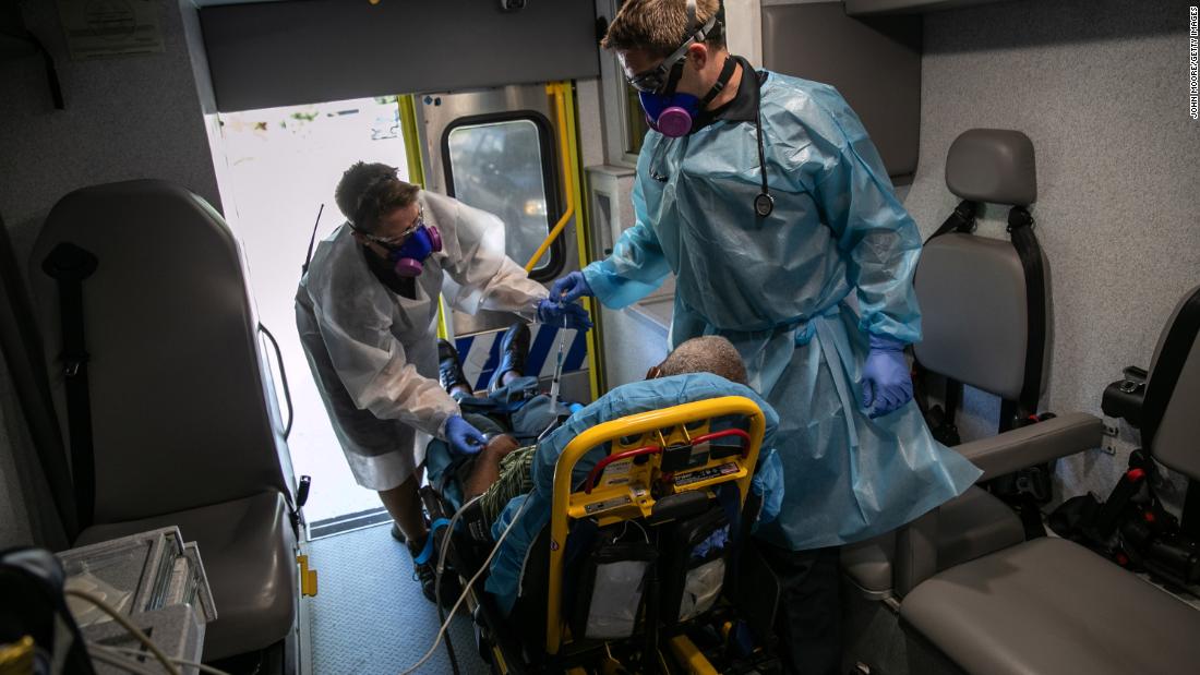 Medics transport a man with possible Covid-19 symptoms to the hospital on August 7 in Austin, Texas. African Americans continue to be disproportionally affected by the coronavirus pandemic. 