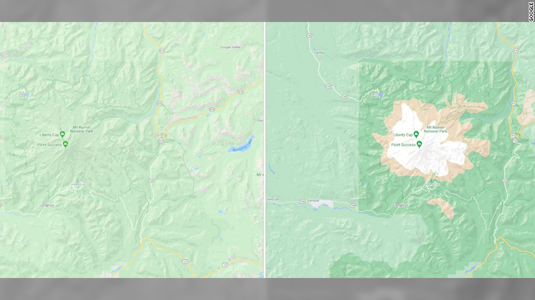 Google Maps users will see more detailed colors, as seen on the right. 