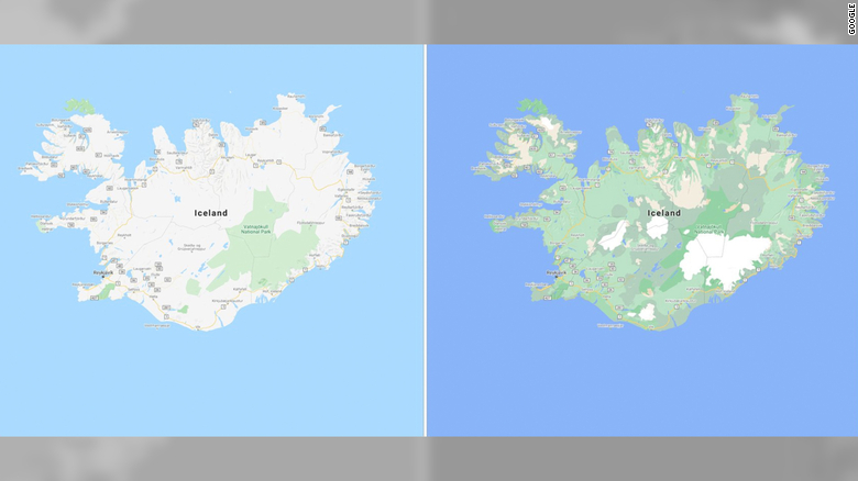 Google Maps&#39; updated view is seen on the right. 
