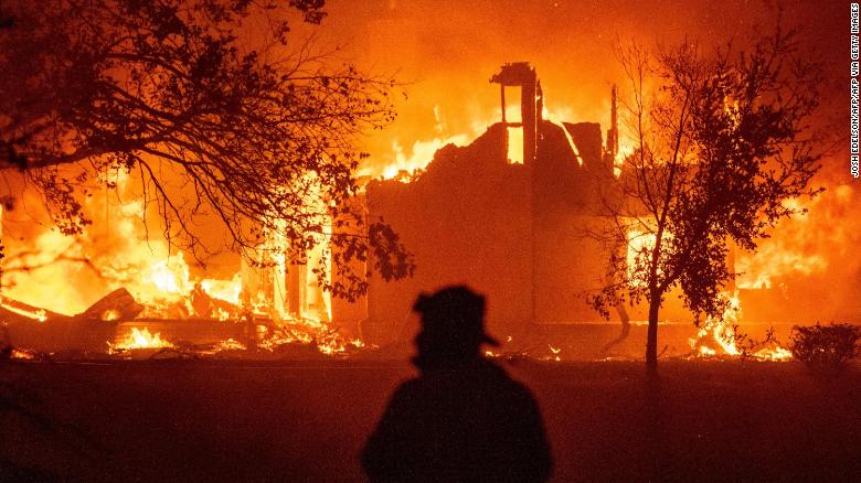 A home burns Wednesday in Vacaville, California.