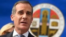 Los Angeles Mayor Eric Garcetti speaks at a Los Angeles County Health Department press conference on the novel coronavirus on March 4, 2020, in Los Angeles, California. 