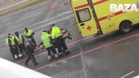 Navalny was treated by paramedics within minutes of his unplanned landing in Omsk.