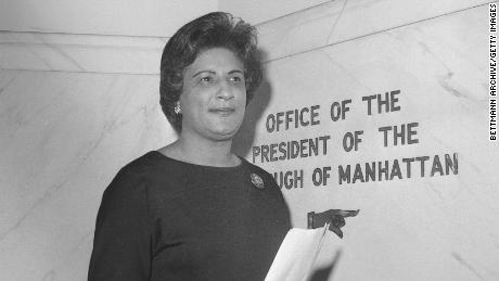 Constance Baker Motley speaks at a press conference at her office in New York City.