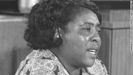 Fannie Lou Hamer attends the Democratic National Convention in Atlantic City, New Jersey, on August 22, 1964.