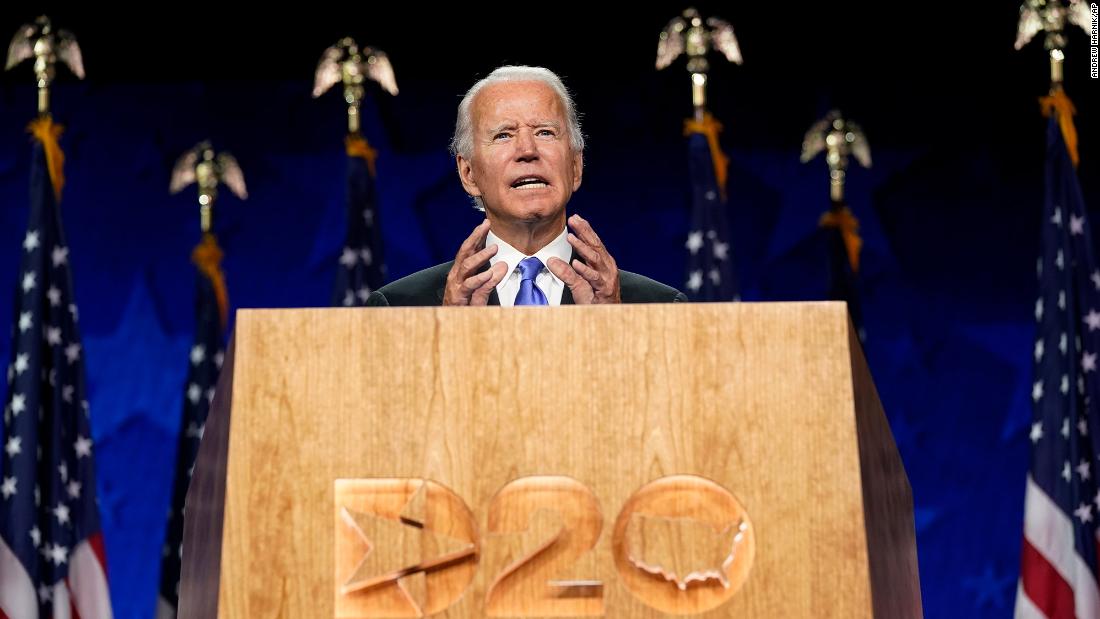 Biden &lt;a href=&quot;https://www.cnn.com/2020/08/20/politics/democratic-convention-joe-biden-speech/index.html&quot; target=&quot;_blank&quot;&gt;accepts the Democratic Party&#39;s presidential nomination&lt;/a&gt; during a speech at the Democratic National Convention. &quot;This campaign isn&#39;t just about winning votes,&quot; Biden said. &quot;It is about winning the heart and, yes, the soul of America.&quot;