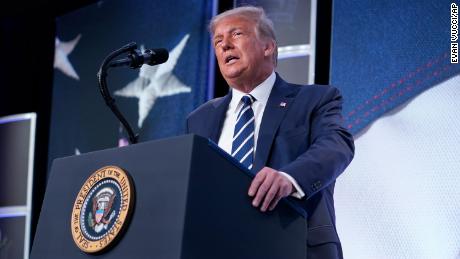 President Donald Trump speaks to the 2020 Council for National Policy Meeting, Friday, Aug. 21, 2020, in Arlington, Va.