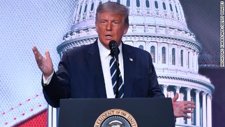 US President Donald Trump delivers remarks at the 2020 Council for National Policy Meeting at the Ritz Carlton in Pentagon City in Arlington, Virginia on August 21, 2020. 