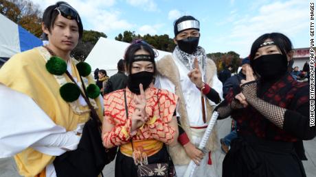 Attendees and participants at the 2013 Iga-Ueno Ninja Festival in Iga City, Japan.
