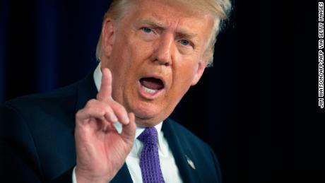 US President Donald Trump speaks during a press conference in Bedminster, New Jersey, on August 15, 2020. - Donald Trump said August 15, 2020 he will try a controversial &quot;snapback&quot; to force a return of UN sanctions against Iran, after the Security Council rejected Washington&#39;s bid to extend the arms embargo against the Islamic republic. (Photo by JIM WATSON / AFP) (Photo by JIM WATSON/AFP via Getty Images)