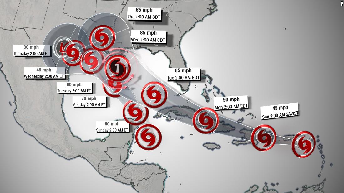 Gulf Coast on alert as simultaneous tropical storms threaten 