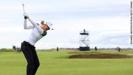 Sophia Popov of Germany plays her third shot on the 16th hole during Day Four at Royal Troon.