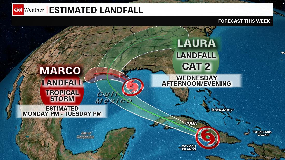 Tropical storms Marco and Laura could hammer Gulf Coast