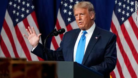 President Donald Trump speaks during the first day of the Republican National Convention, Monday, Aug. 24, in Charlotte, NC.