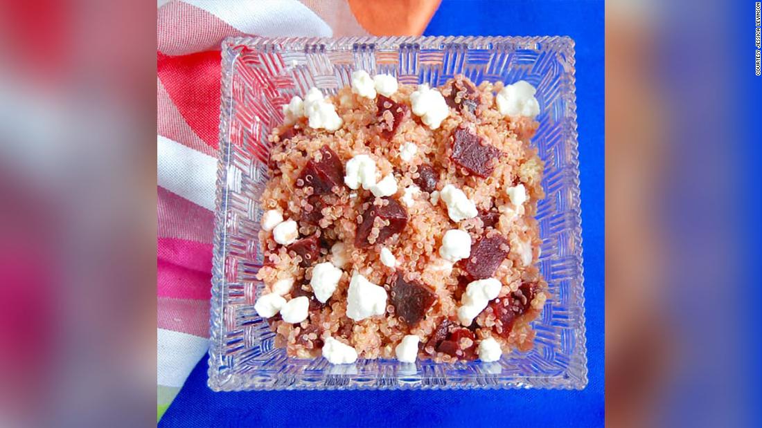 For a healthful power lunch, try this &lt;a href=&quot;https://jessicalevinson.com/beet-and-goat-cheese-quinoa-salad/&quot; target=&quot;_blank&quot;&gt;beet and goat cheese quinoa salad&lt;/a&gt;.