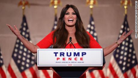 WASHINGTON, DC - AUGUST 24: Kimberly Guilfoyle pre-records her address to the Republican National Convention at the Mellon Auditorium August 24, 2020 in Washington, DC. The novel coronavirus pandemic has forced the Republican Party to move away from an in-person convention to a televised format, similar to the Democratic Party&#39;s convention a week earlier. (Photo by Chip Somodevilla/Getty Images)