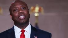 WASHINGTON, DC - AUGUST 24:  U.S. Sen. Tim Scott (R-SC) stands on stage in an empty Mellon Auditorium while addressing the Republican National Convention at the Mellon Auditorium on August 24, 2020 in Washington, DC.