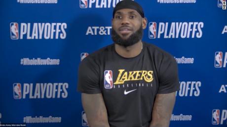 LeBron James speaks at press conference about Jacob Blake. 