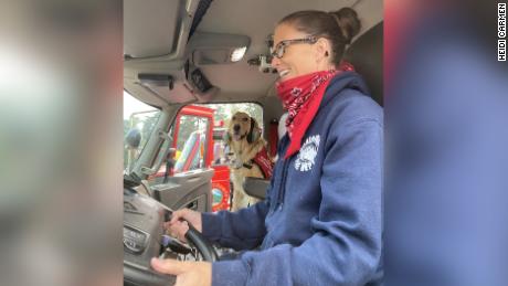 When Kerith isn&#39;t riding shotgun in the firetruck she is acting as a therapy dog to firefighters in Marin County. 