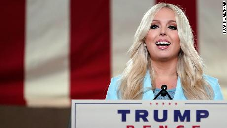 Tiffany Trump speaks as she tapes her speech for the second day of the Republican National Convention from the Andrew W. Mellon Auditorium in Washington, Tuesday, Aug. 25, 2020. (AP Photo/Susan Walsh)