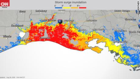 Storm surge began to push in by Wednesday morning and will continue to get higher as landfall approaches. Here are the forecast surge heights.