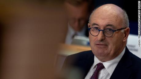 EU commissioner for Trade Phil Hogan answers questions during his hearing at the European Parliament in Brussels on September 30