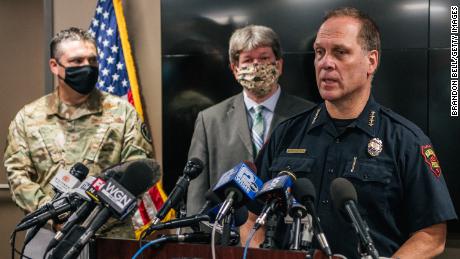 Police Chief Daniel Miskinis speaks at a news conference on August 26, 2020, in Kenosha, Wisconsin. 