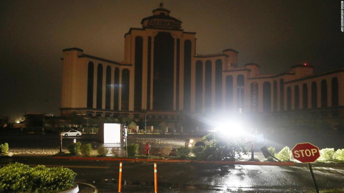 The L&#39;Auberge Casino Resort is seen after the lights went out in Lake Charles.