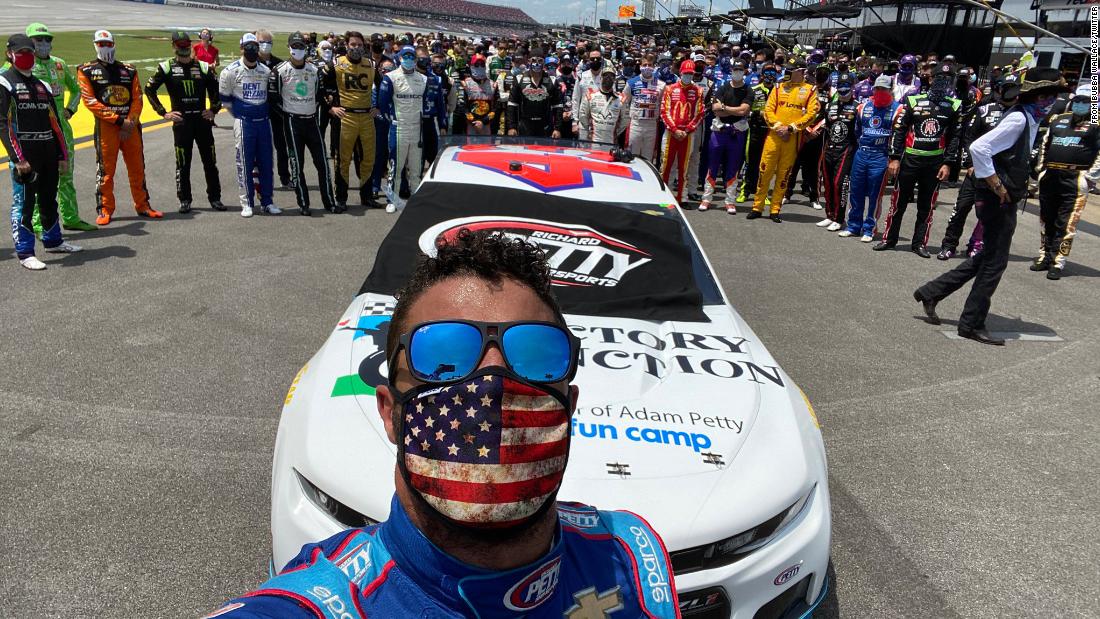 NASCAR driver Bubba Wallace &lt;a href=&quot;https://twitter.com/BubbaWallace/status/1275141190824996864&quot; target=&quot;_blank&quot;&gt;tweeted this selfie&lt;/a&gt; before a Cup Series race in Talladega, Alabama, on June 22. Fellow drivers and pit crew members &lt;a href=&quot;https://www.cnn.com/2020/06/22/us/nascar-race-bubba-wallace-talladega/index.html&quot; target=&quot;_blank&quot;&gt;walked alongside Wallace&#39;s car&lt;/a&gt; to show their support for him. Wallace, the only Black driver in NASCAR&#39;s top circuit, has been an outspoken advocate of the Black Lives Matter movement. 