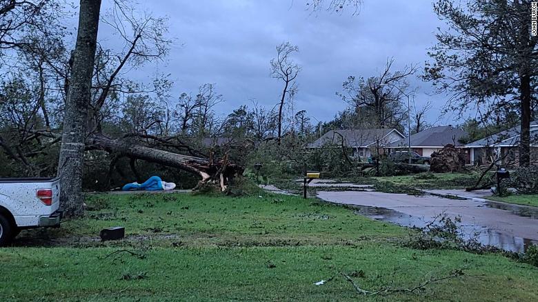 John Burch stood in his street with neighbors as the storm's eye passed overnight, he told CNN.