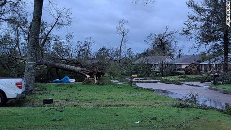 John Burch stood in his street with neighbors as the storm&#39;s eye passed overnight, he told CNN.