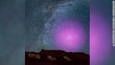 This illustration shows the gaseous halo of the Andromeda galaxy if we could see it.