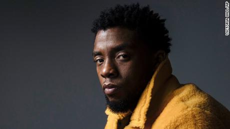 In this Feb. 14, 2018 photo, actor Chadwick Boseman poses for a portrait in New York to promote his film, &quot;Black Panther.&quot;  Boseman, who played Black icons Jackie Robinson and James Brown before finding fame as the regal Black Panther in the Marvel cinematic universe, has died of cancer. His representative says Boseman died Friday, Aug. 28, 2020 in Los Angeles after a four-year battle with colon cancer. He was 43.