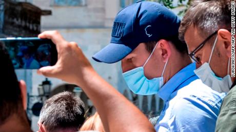 Manchester United football team captain Harry Maguire leaves a courthouse on the Greek island of Syros after being released from police custody on Saturday August 22.